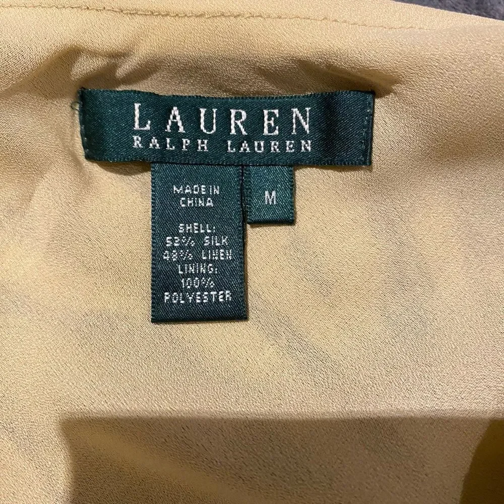 Lauren Ralph Lauren Silk Linen Skirt Zebra Print Flair Ruffle Slit Size Medium